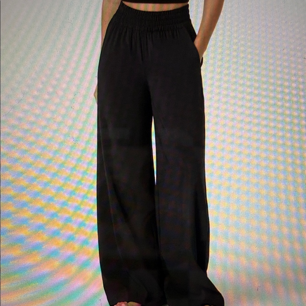 Vuori Villa Black Wide-Leg Pants